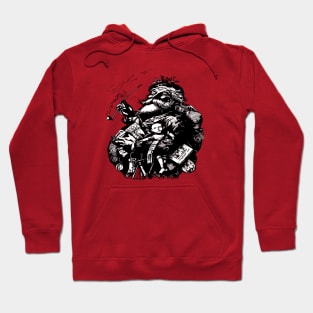 Vintage Style Black Ink Illustration Of Santa Claus Hoodie